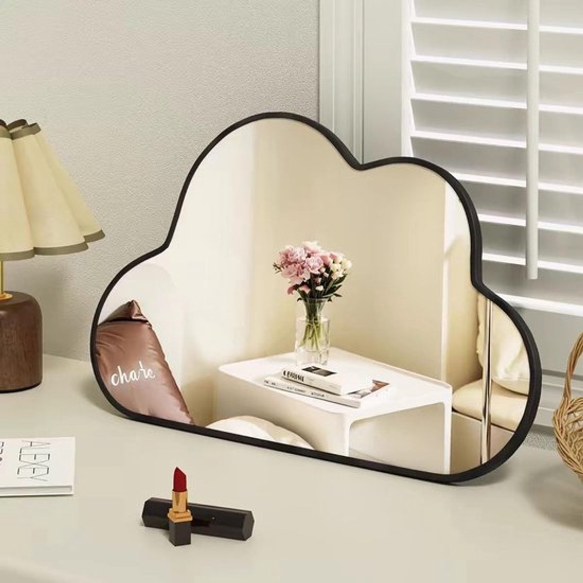 Houten frame, bureauspiegel met standaard, tafelbladspiegel, volledige lengte, make-upspiegel, make-upspiegel, make-upspiegel, make-upspiegel, make-upspiegel voor badkamer, slaapkamer