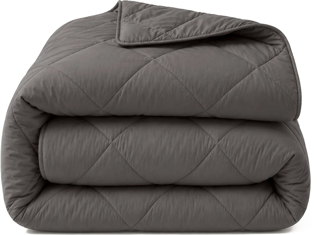 HappyBed Dekbed zonder overtrek 240x200 - Wasbaar Dekbed - Bedrukt dekbed zonder hoes - Hoesloos Dekbed - Lits Jumeaux - Anthracite