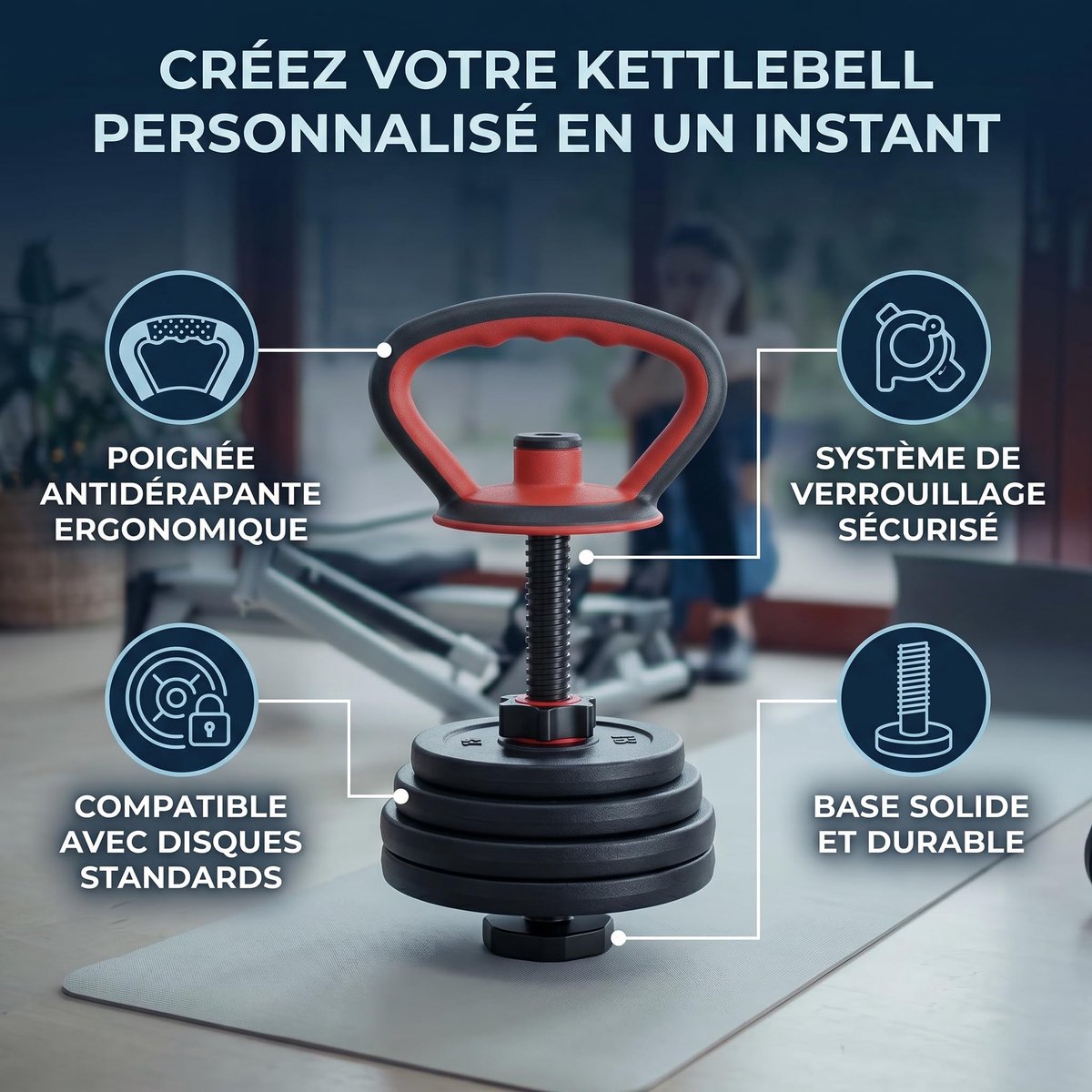 SnelShoppen - Verstelbare Kettlebell Set van 3 Ergonomische Gewichten voor Krachttraining, Thuisgym Accessoires, Ideaal voor Fitness en Workout, Multi