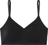 Zwarte bustier met verstelbare bandjes en V-hals.