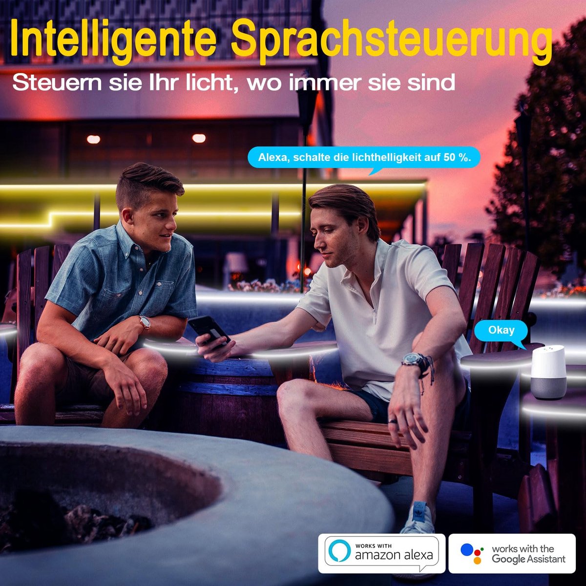 SnelShoppen - Ledstrip voor Buiten 15m Dimbaar Warmwit tot Koudwit, IP67 Waterdicht, Zelfklevend, Wifi App, Alexa Compatibel, Voor Terrassen, Keuken e