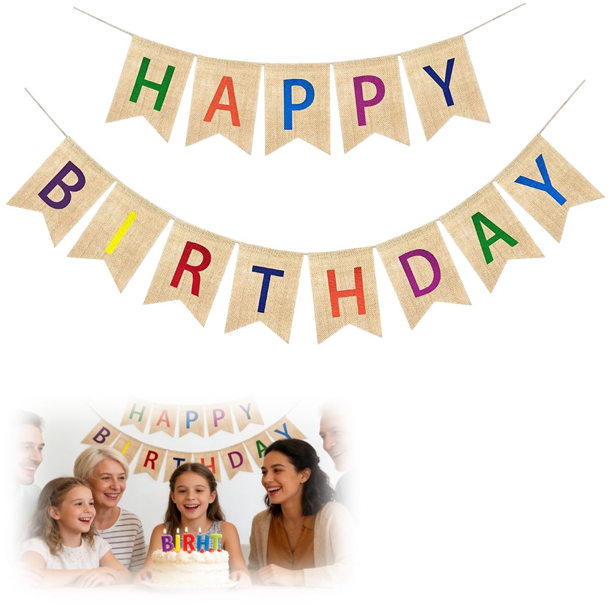 Dailygoods - Guirnalda Feliz Cumpleaños Banderines - Decoratie voor Feestjes