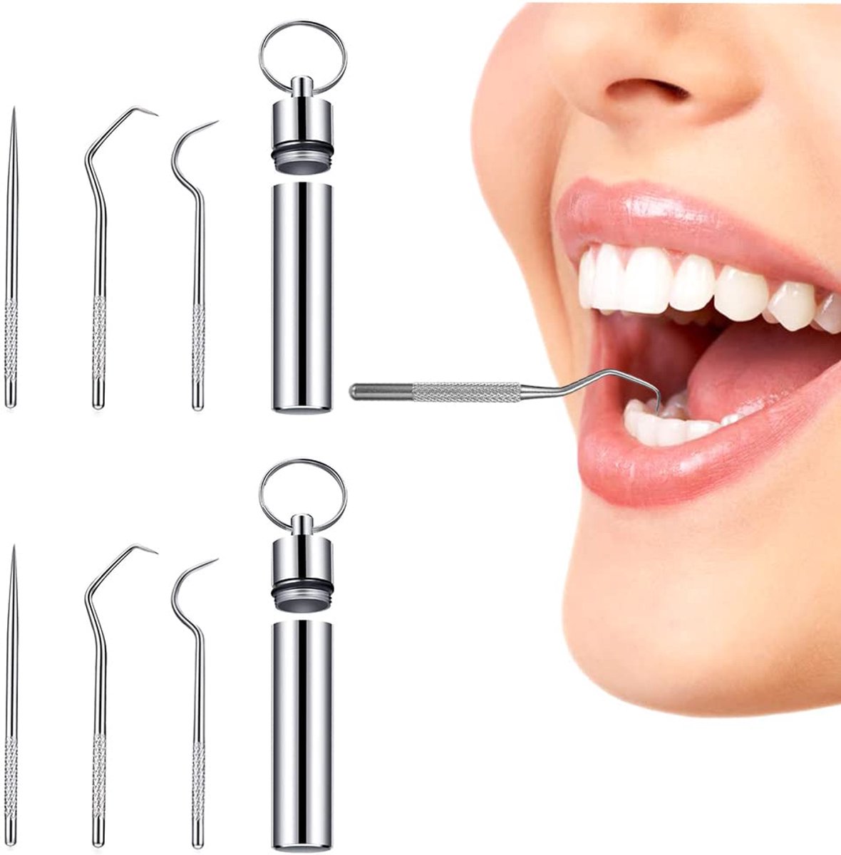 Dailygoods - Tandenstoker Set met Houder en Sleutelhanger - Duurzaam en Handig voor buiten