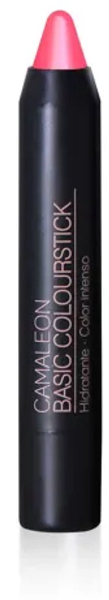 Camaleon Cosmetics - Basic Colourstick - Fluorescerende Finish - Hydraterende Lipstick - Intense Kleur - Fuchsia Roze - Met aloë vera, rozenbottel en cacaoboter - In doosje verpakt
