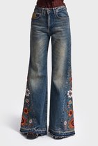 It's Basic - EMBROIDERY FLARE MID RISE JEANS