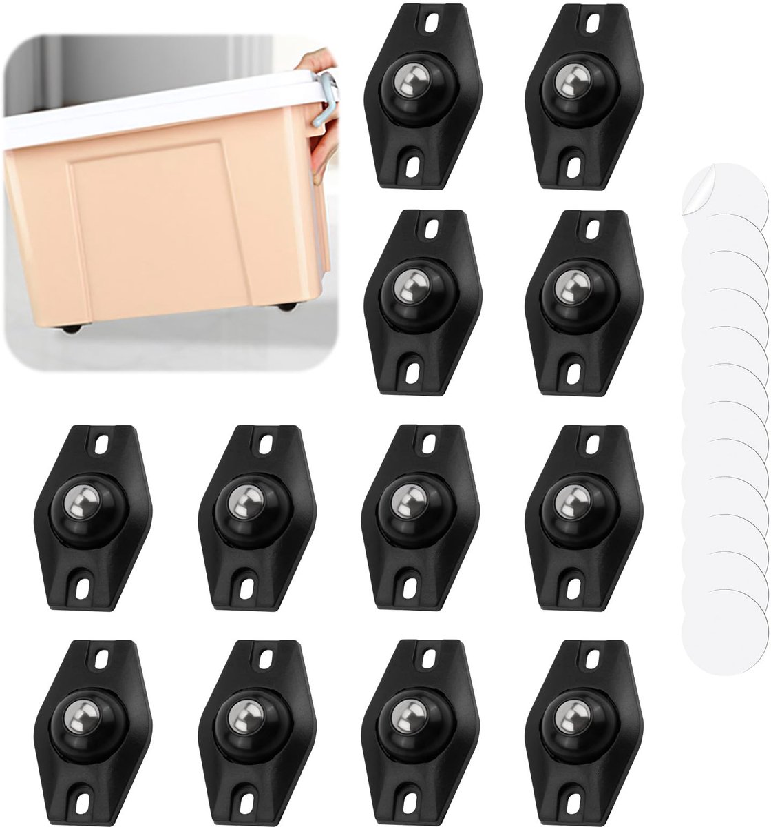 Dailygoods - 12-delige Meubelwielen Set voor Eenvoudig Verplaatsen van Meubels