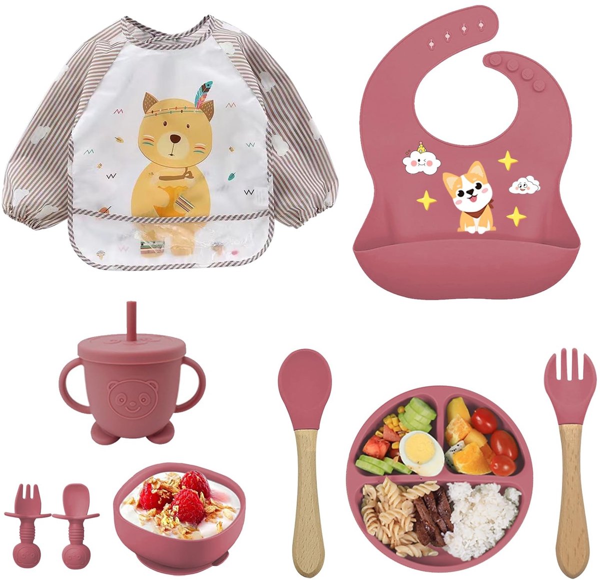 Dailygoods - Silicone Baby Tafelware Set - 10 Delige Kinderset met Zuignap en Bestek