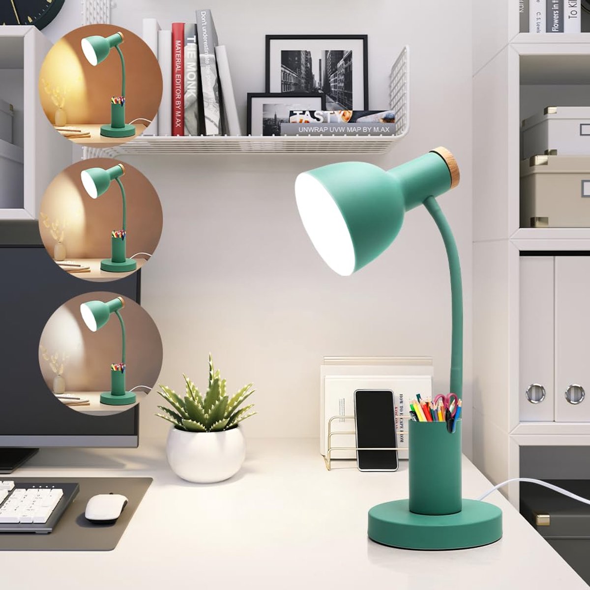 Dailygoods - Led Bureaulamp met Penhouder - Oogvriendelijk en Praktisch voor Thuis en Kantoor