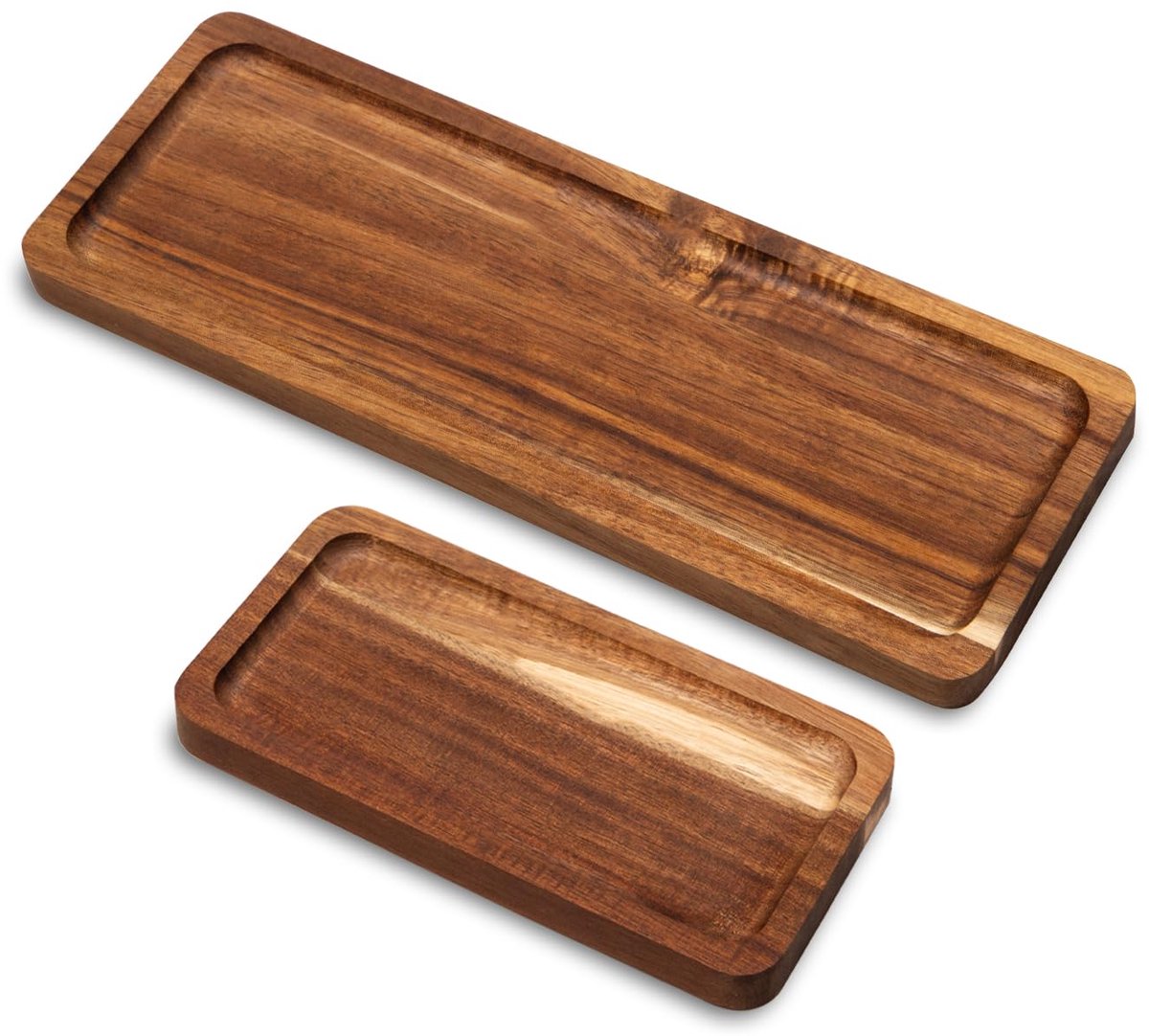 Dailygoods - 2 Stuks Houten Dienbladen Rechthoekig voor Eten en Decoratie