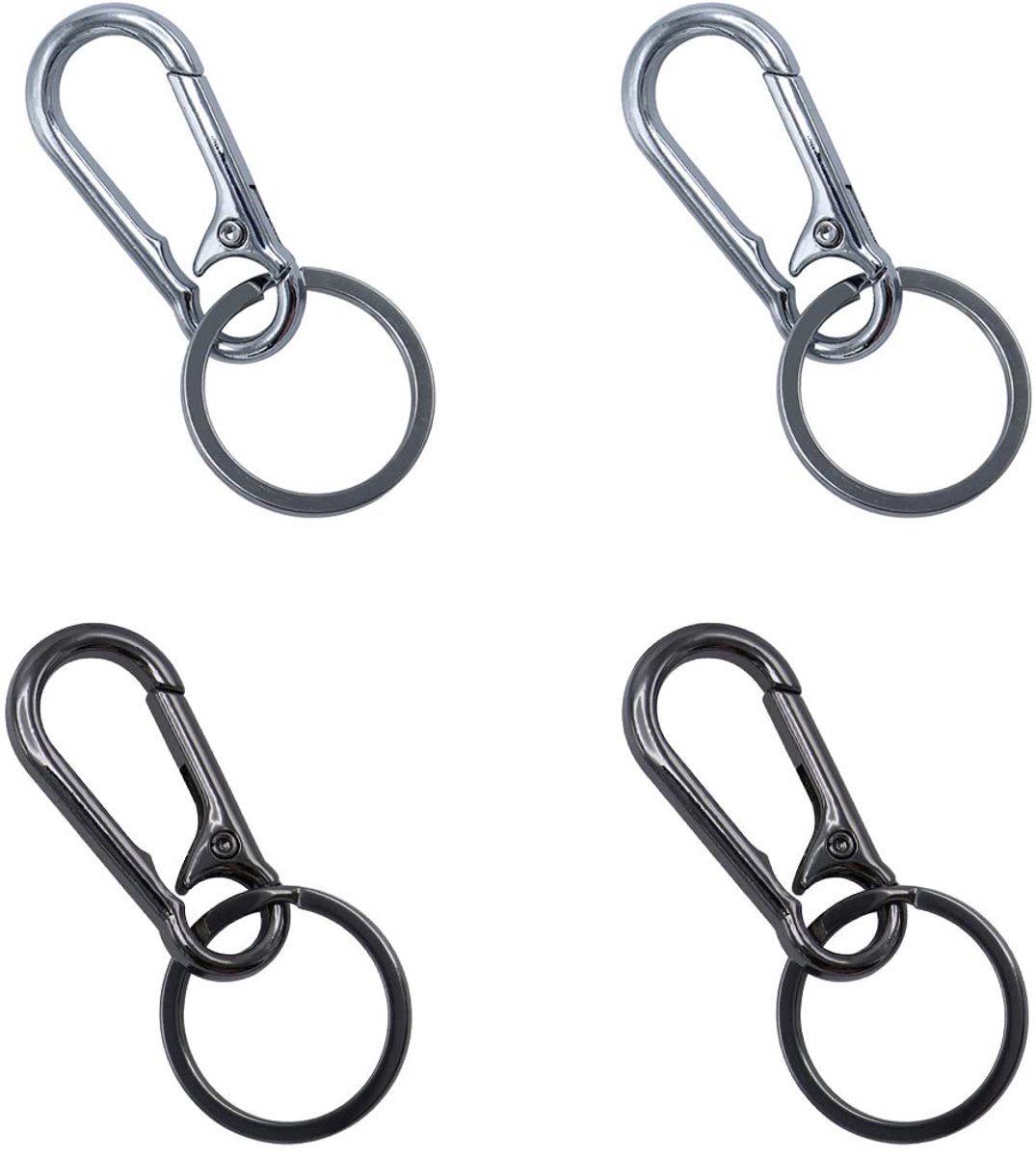 Dailygoods - Karabijnhaken - Sleutelhangers - Duurzaam roestvrij staal - Zwart en zilver - Afneembaar en stevig - Geschikt voor binnen en buiten