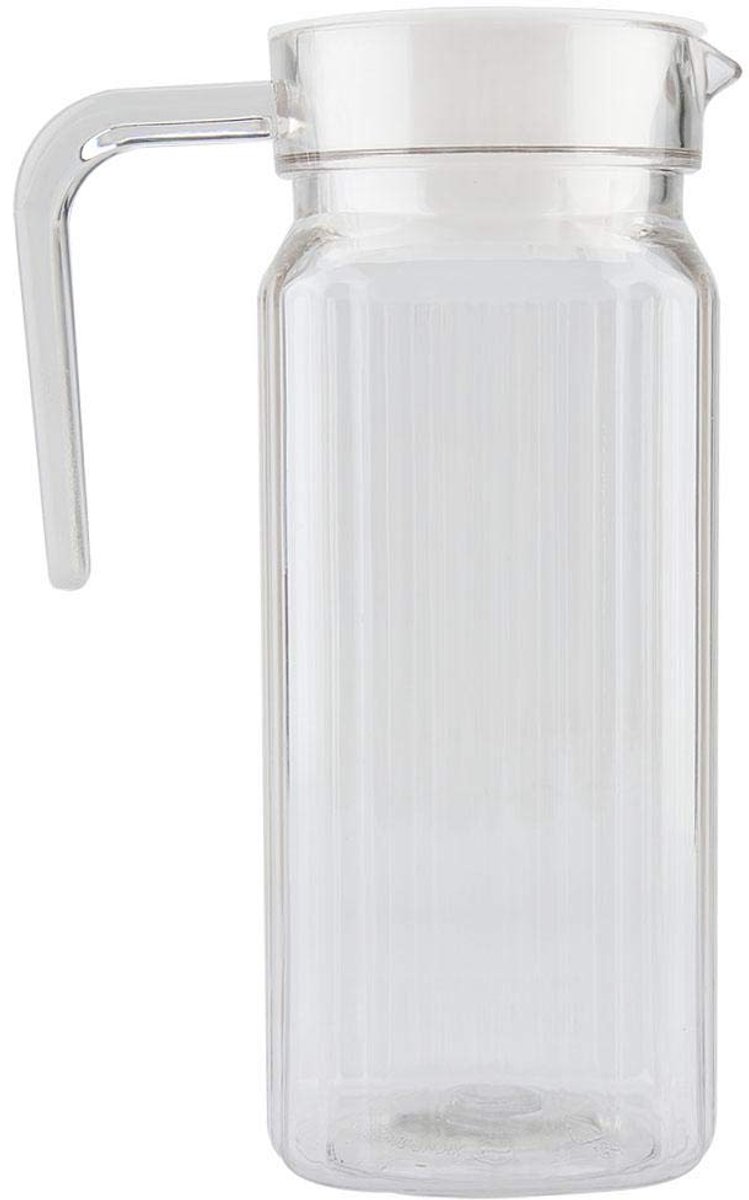 Dailygoods - Acryl Pitcher Karaf - Geribbelde Drinkfles - Duurzaam en Stijlvol - 800ml - Vaatwasserbestendig - Voor Sap en Water - Transparant
