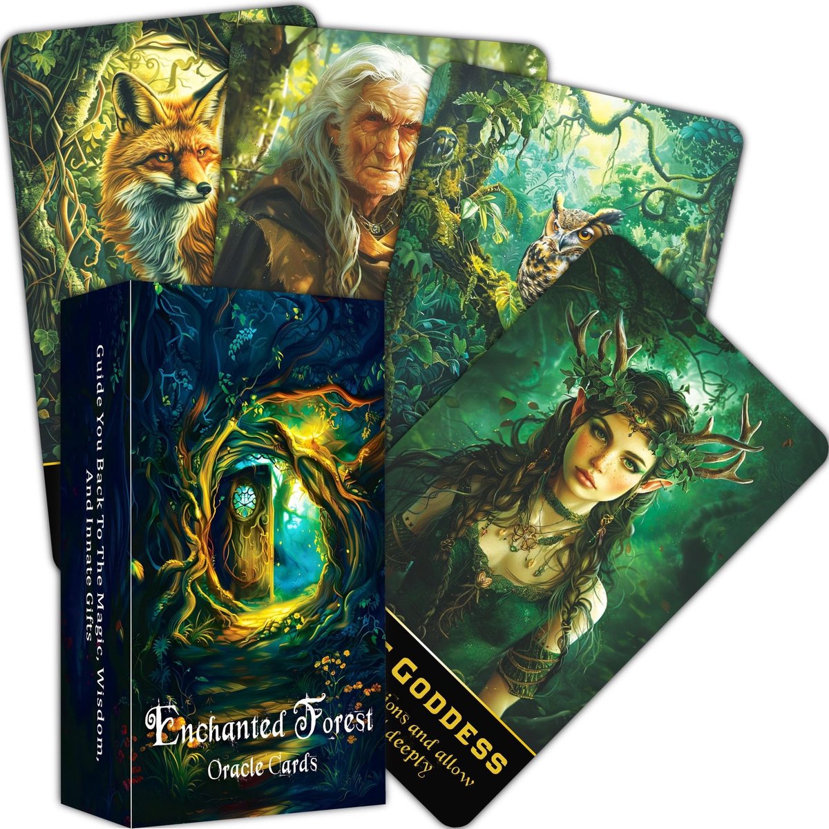 Dailygoods- Orakelkaarten voor Beginners - Enchanted Forest Deck - Mystieke Wijsheid - Spirituele Groei - Intuïtie - Natuurlijke Geheimen - Kaartenset