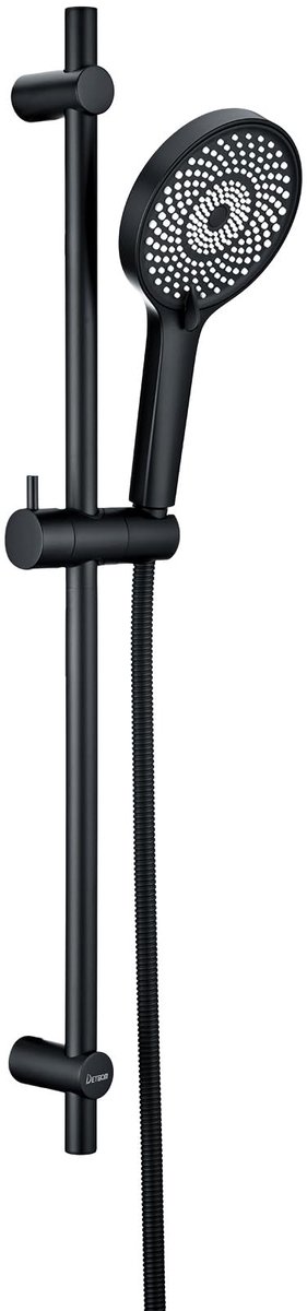 SnelShoppen - Douchestang met Douche 70 cm - Zwart 304 Roestvrij Staal - Doucheset met 3 Straals, Handdouche, Douchekophouder en Slang - Complete Douc