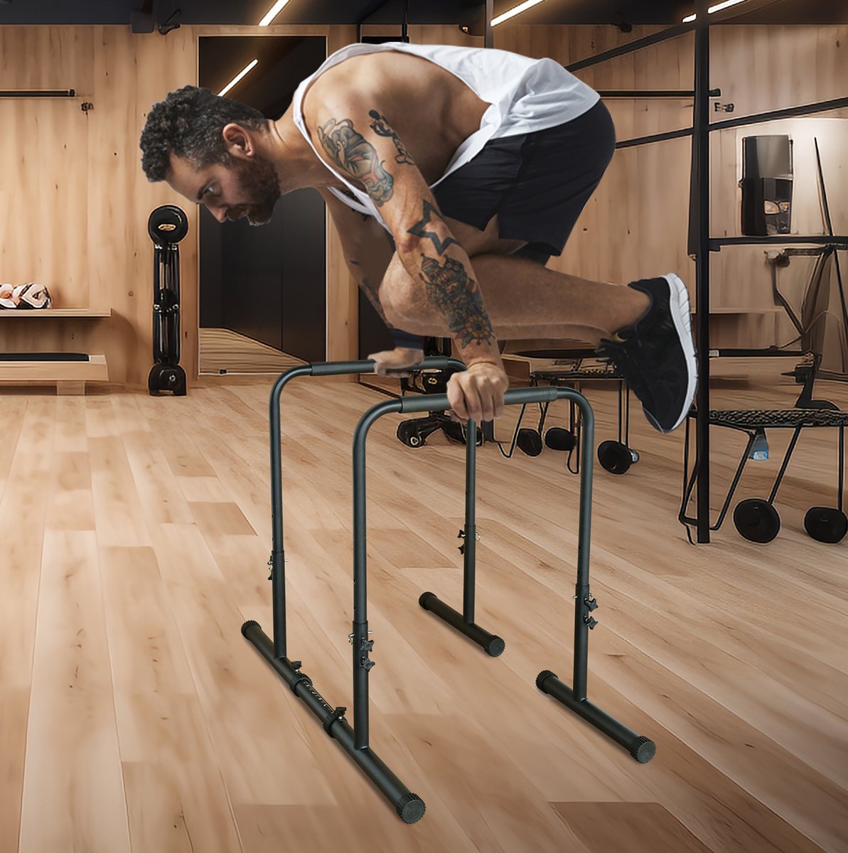 HAUSS SPOLE Krachtstation – Verstelbaar 78,74–99,06 cm – IJzer – Zwart – Voor Thuisgym En Fitness – Opvouwbaar En Antislip