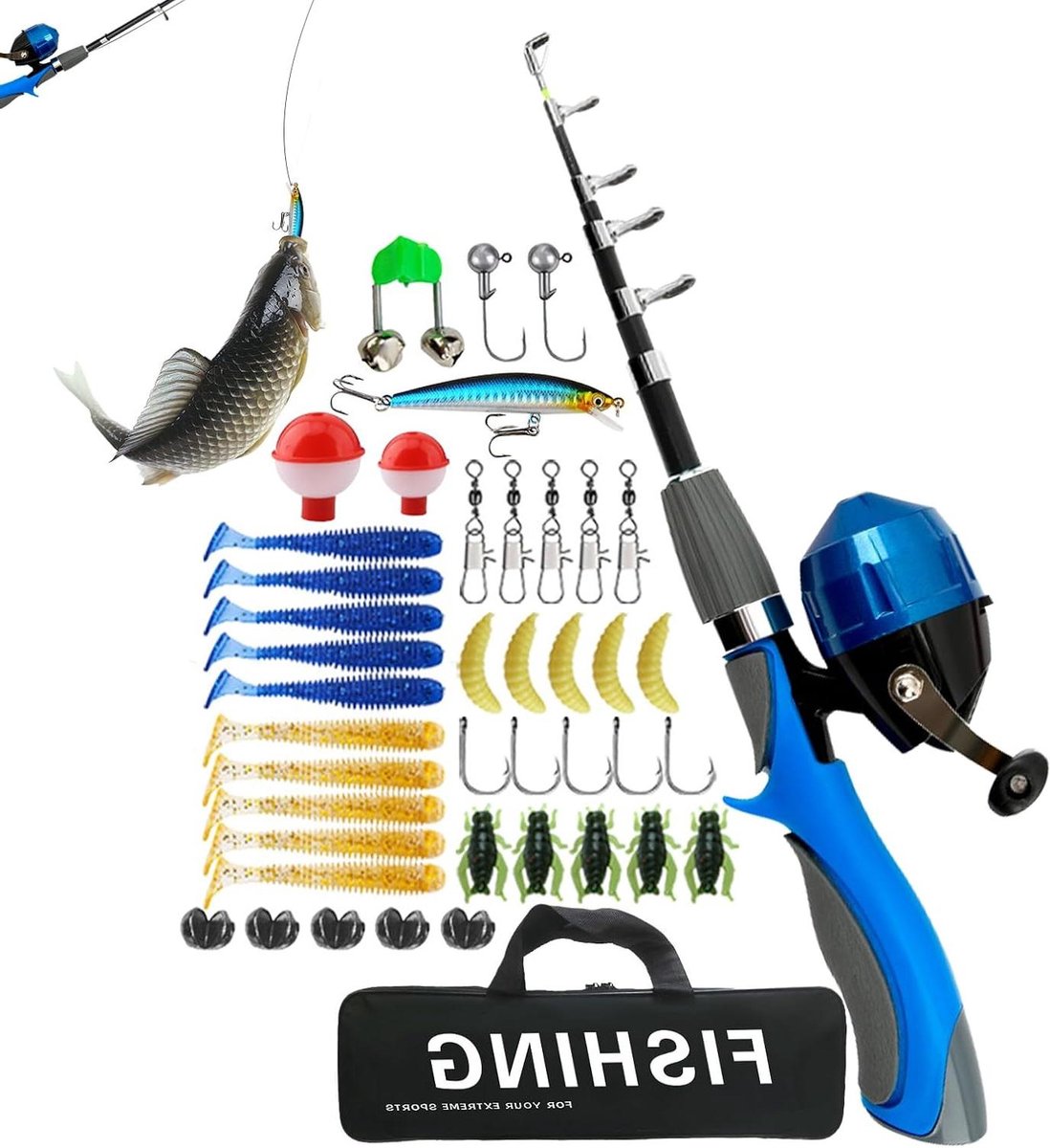 Kinder Hengel Set - Visuitrusting Kinderen - Buiten Vissen - Telescopisch Ontwerp - 16 meter - Blauw