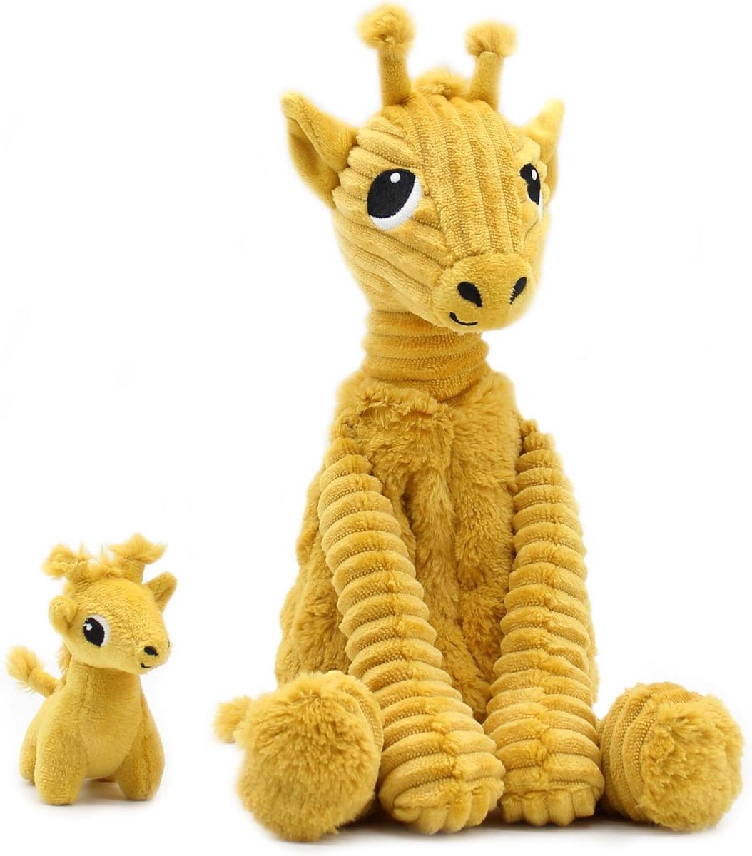 Pluche Giraf Knuffel - Knuffeldier Baby - Verhalen Creëren - Verstop Baby - 30 cm - Mosterdgeel