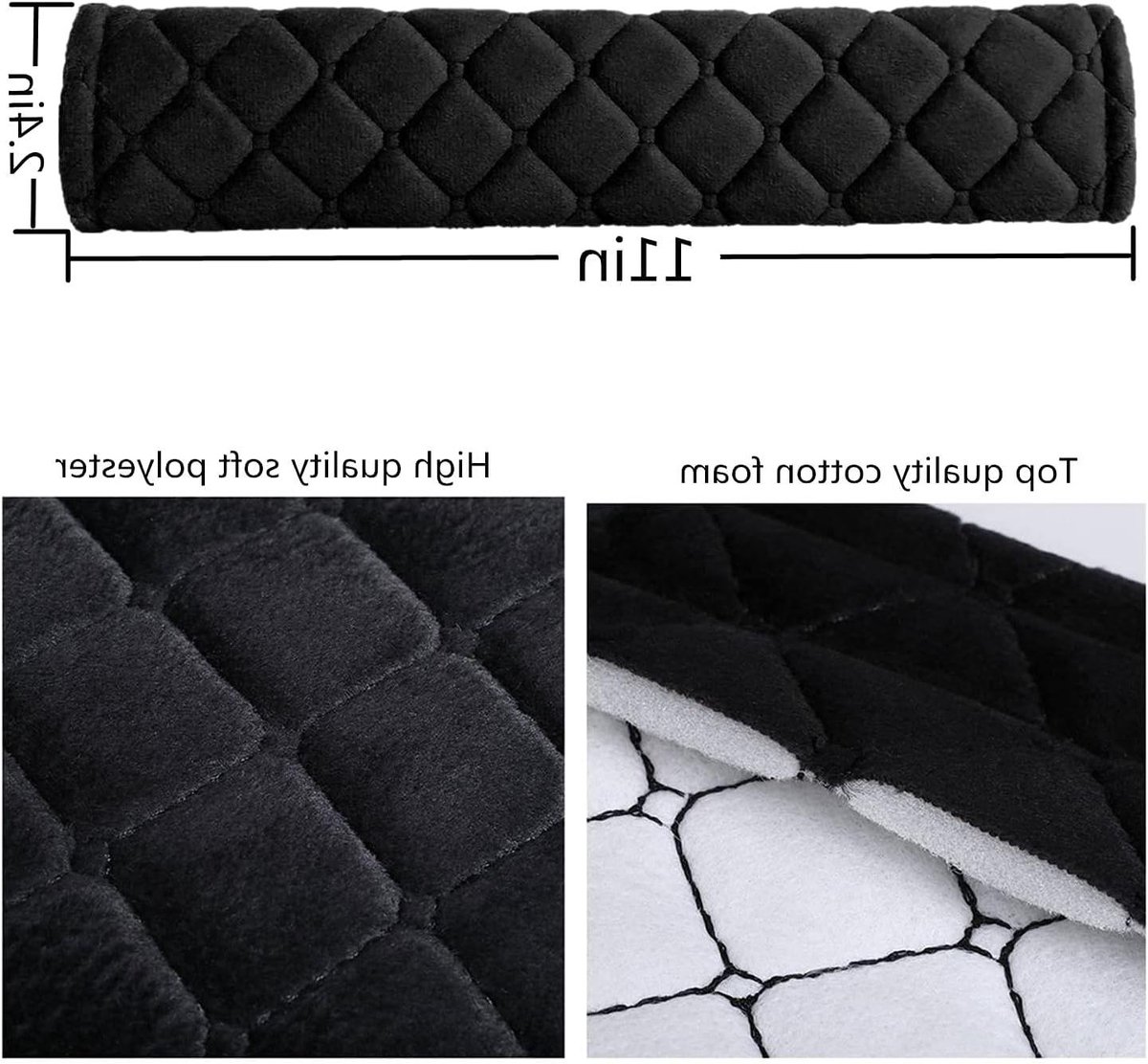 Gordelbeschermer - Autogordelkussen Schoudervulling - Comfortabel Rijden - Zacht Pluche Materiaal - 2 stuks - Zwart