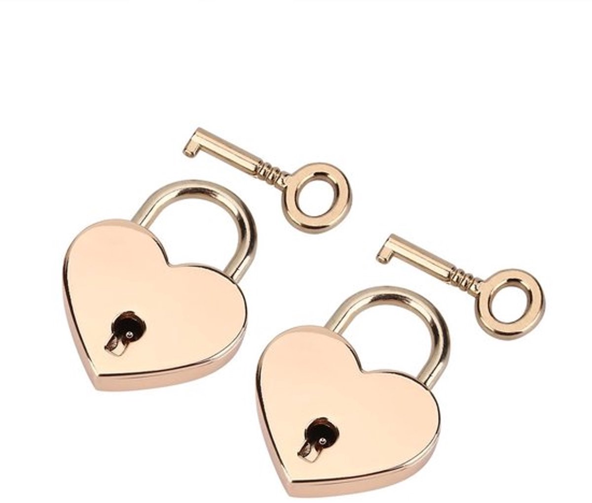 - Hartvormige Hangslot - Sleutelslot met Sleutel - Roze Goud - Veiligheidsslot - Perfect voor Luggage en Dagboeken - Valentijns Cadeau