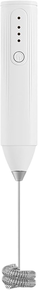 Koffieopschuimer Melkopschuimer - Handopschuimer Slagroommaker - Koffiebereiding Thuis - Instelbare Snelheden - 22 cm - Wit