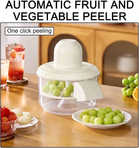 Appelschilmachine - Fruitschilmachine Elektrisch - Snel Fruit Schillen - USB Oplaadbaar - Compact Formaat - Wit — afbeelding 2
