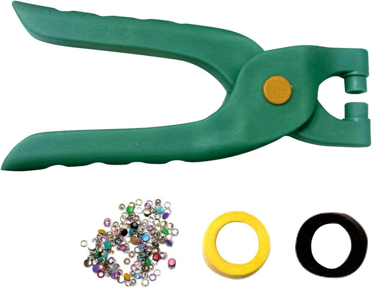 Oogjes Tang Set - Grommet Tool Kit - Textiel Bewerken - Precisie Gatponsen - 200 Krammen - Groen