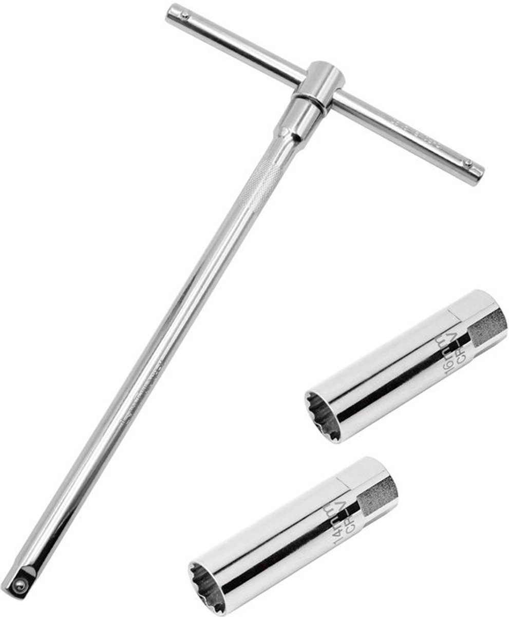 Bougiesleutel Verwijderaar - 12-punts Gereedschap - Flexibele T-moersleutel - Zilver - Bougie Sockets - Voor Auto Onderhoud - Geschikt vo...