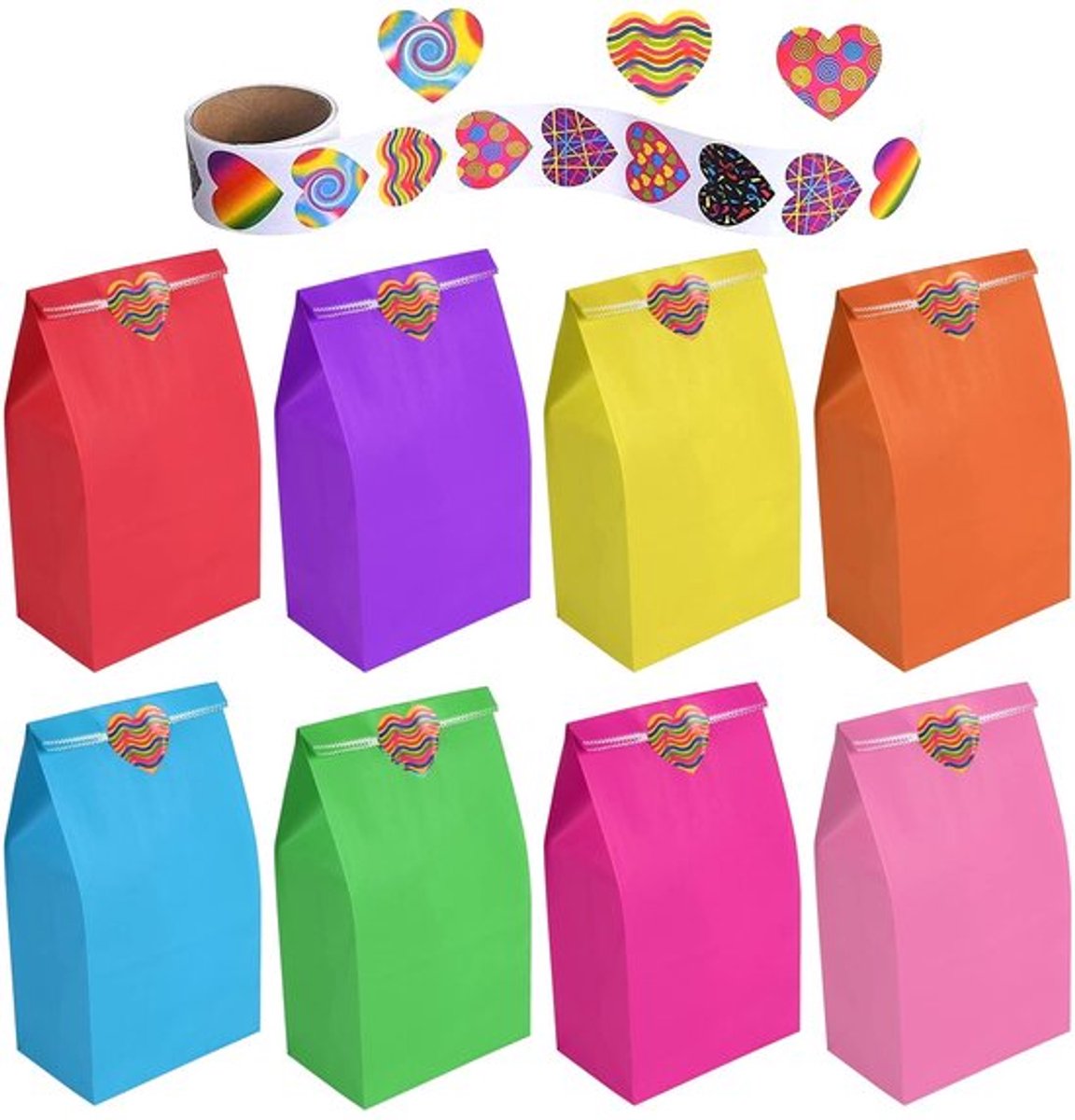 Papieren zakken voor feesten - cadeauzakken - 50 stuks - kleurrijk - feestzakken - perfect voor verjaardag en bruiloften