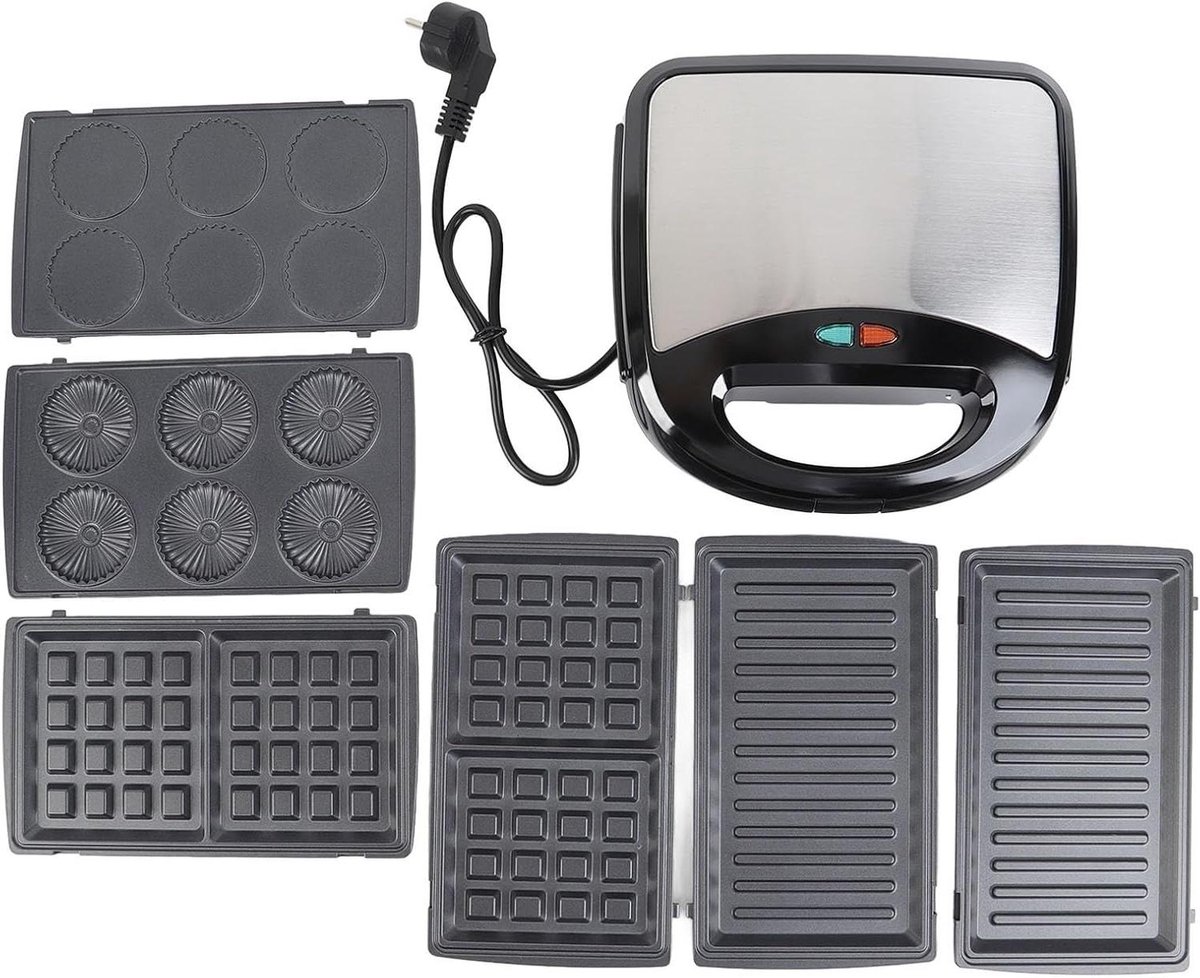 Wafelmaker - Ontbijtmaker - Ontbijt Maken - 4-in-1 Multifunctioneel - 28x26x15 cm - Zwart