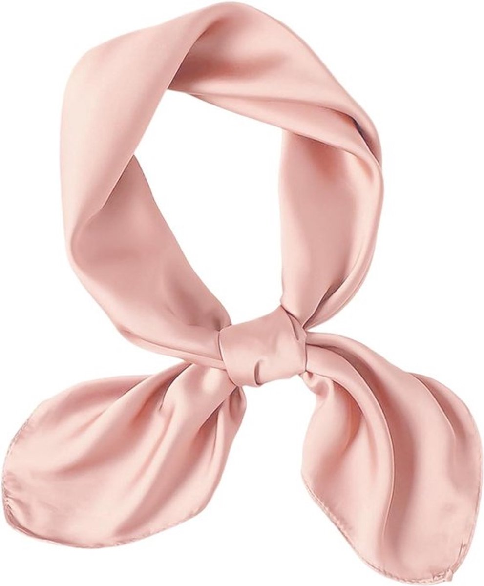 Satijnen vierkante sjaal voor dames in roze chiffon (70x70cm) met lichtgewicht en zachte eigenschappen