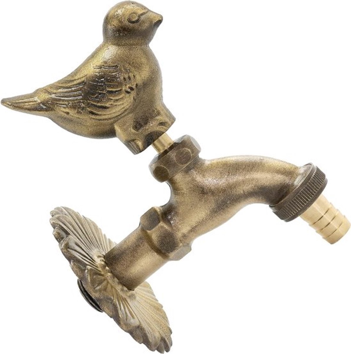Wandgemonteerde wastafelkraan - Antieke retro handgreep - Vintage badkamerkraan - Verouderd messing - 1/2 inch - Kaneel - Fonteinornament