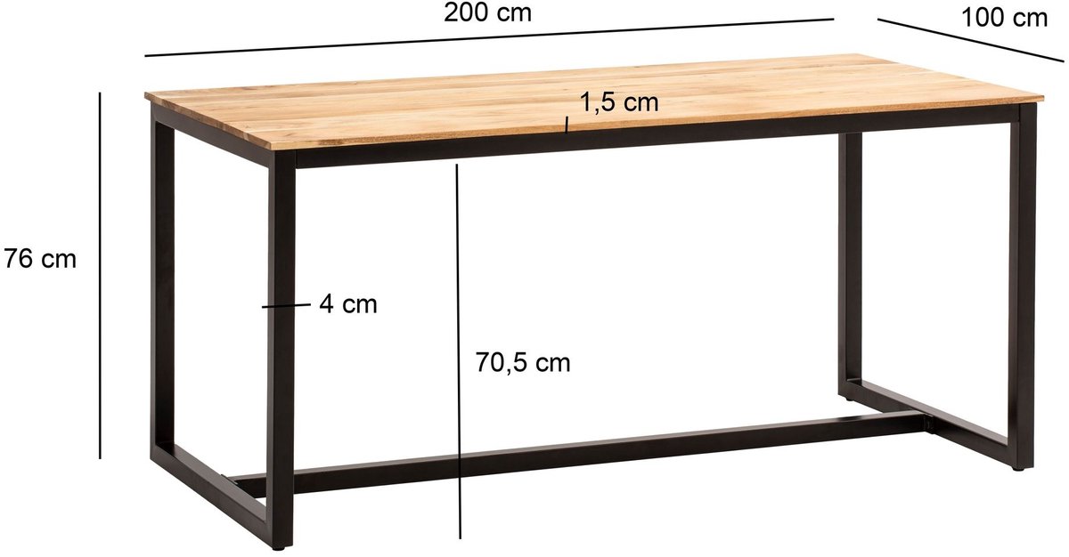 Eettafel acaciahout 200x100 cm