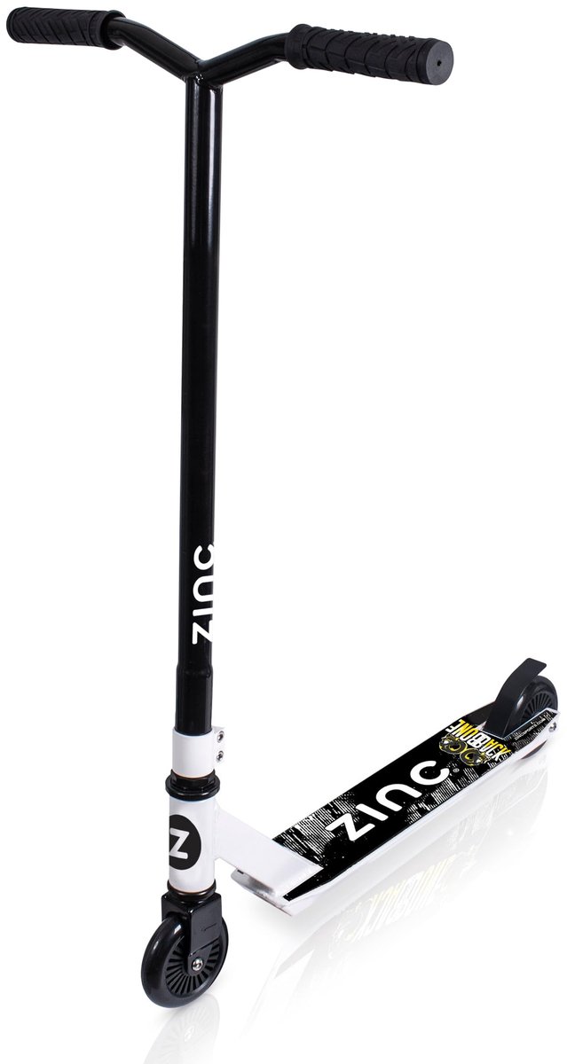 SnelShoppen - Zinc Backbone Stuntstep Wit - Stevige Stuntstep voor Kinderen en Volwassenen - Lichtgewicht Aluminium, Ideaal voor Tricks en Stunts, Ska