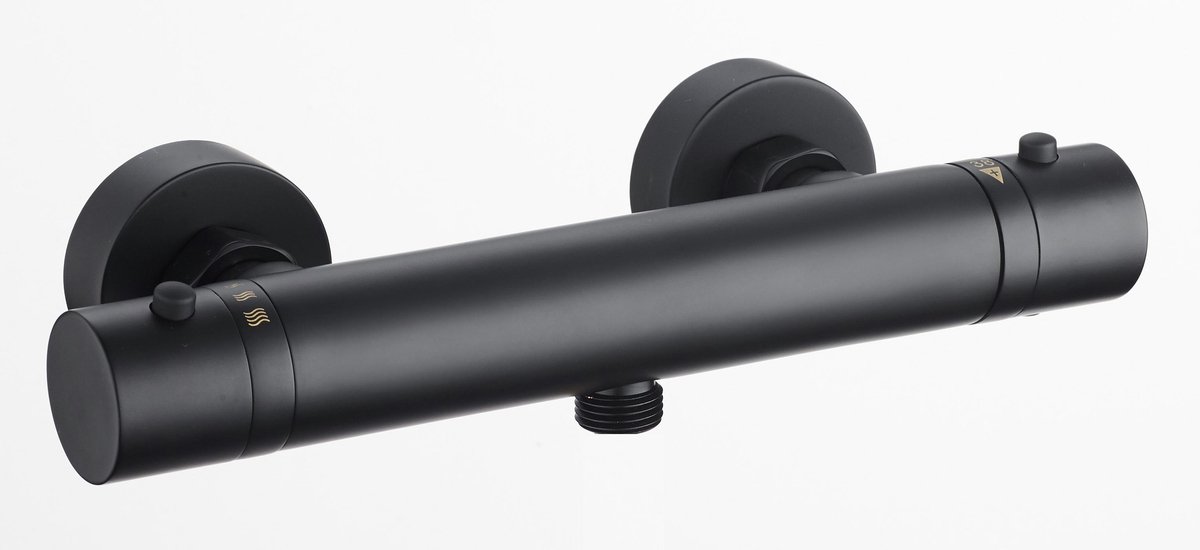 Sanimar Lugano douchekraan thermostatisch zwart