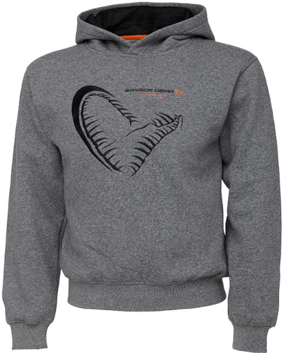 Savage Gear Junior Jaw Hoodie 12-14 Melange Vis Trui Grijs