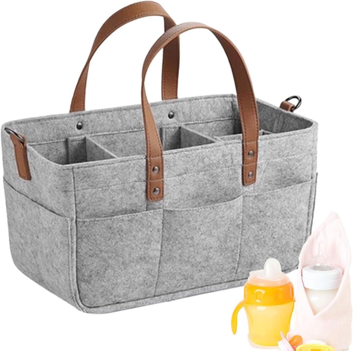 Baby Luiertas Organizer - Baby Tas - Baby Benodigdheden - Grote Capaciteit - 33x18x15 cm - Grijs
