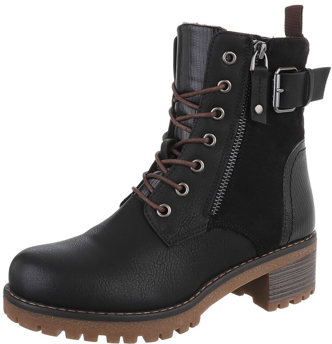Veterboots - ritssluiting en riemsluiting - dames Mt:38