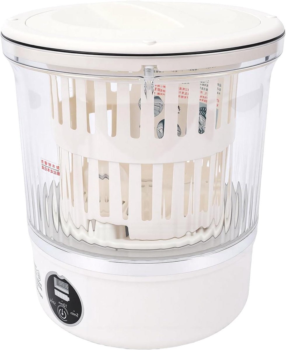 Draagbare Ondergoedwasmachine Mini Wasmachine Fijne Was Reizen en Kamperen USB Oplaadbaar 6000mAh 3 Liter Capaciteit Wit