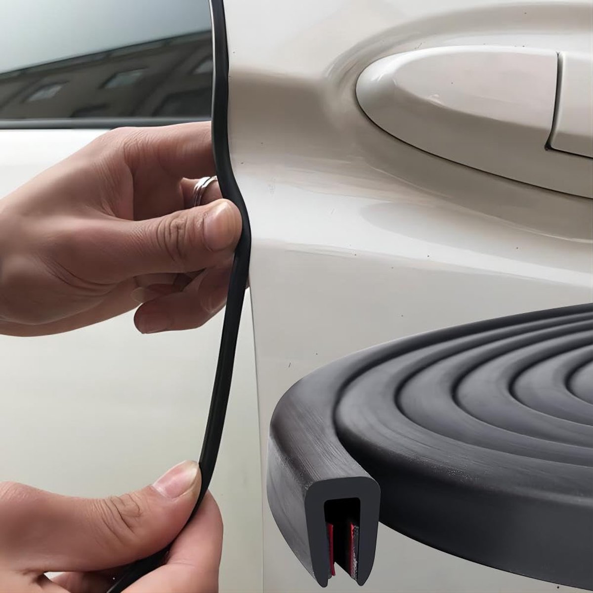 Dailygoods - Rubber Car Door Edge Protection Plate - Zelfklevend Zwart U-vormig 1.5mm x 6m