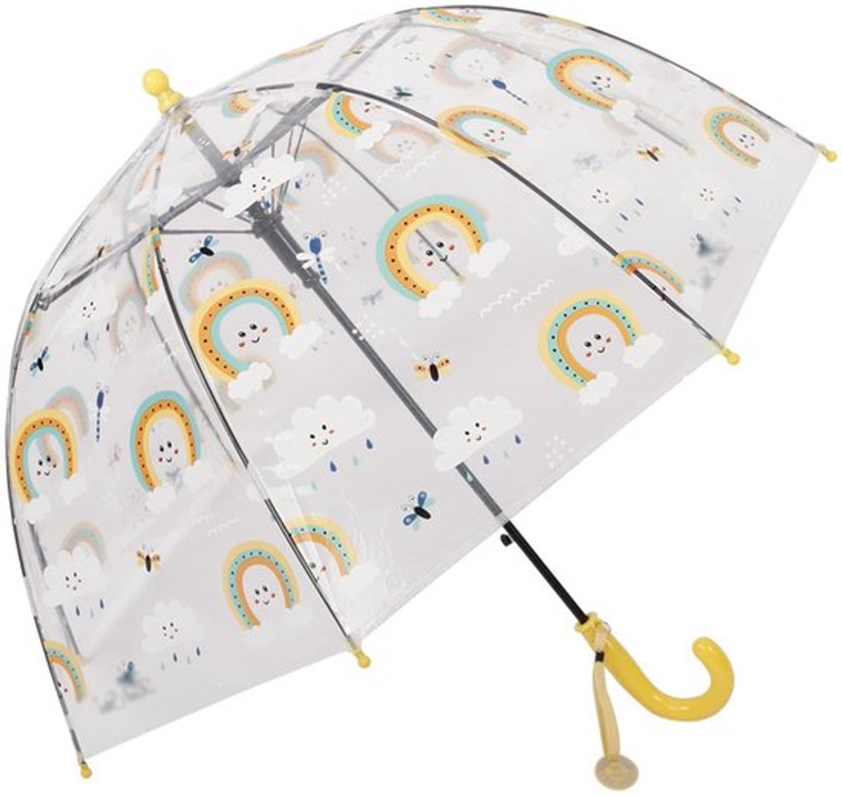 Bubbelparaplu Transparant - Kinderparaplu met Dierenprints - Lichtgewicht Glasvezelframe - 8 Botten - Lange Handgreep - Veilig en Duurzaam - Kinderenparaplu
