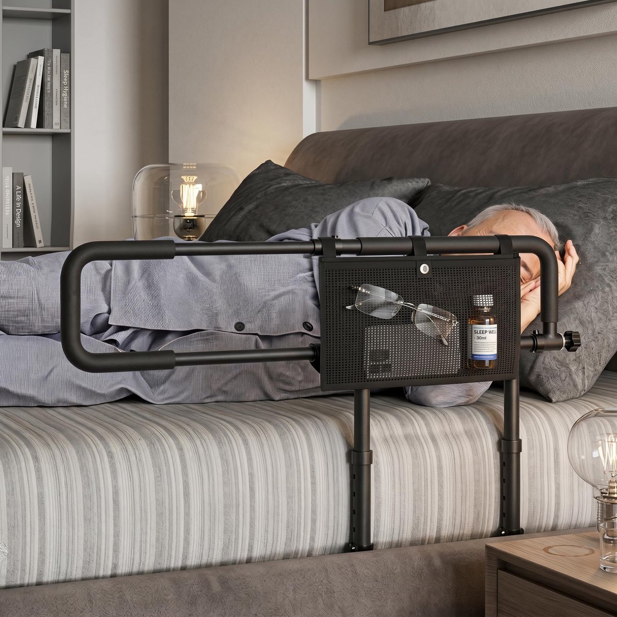 Dailygoods - Katkliu Bedhek voor Senioren - Opvouwbare Bedleuning met Hoogteverstelling