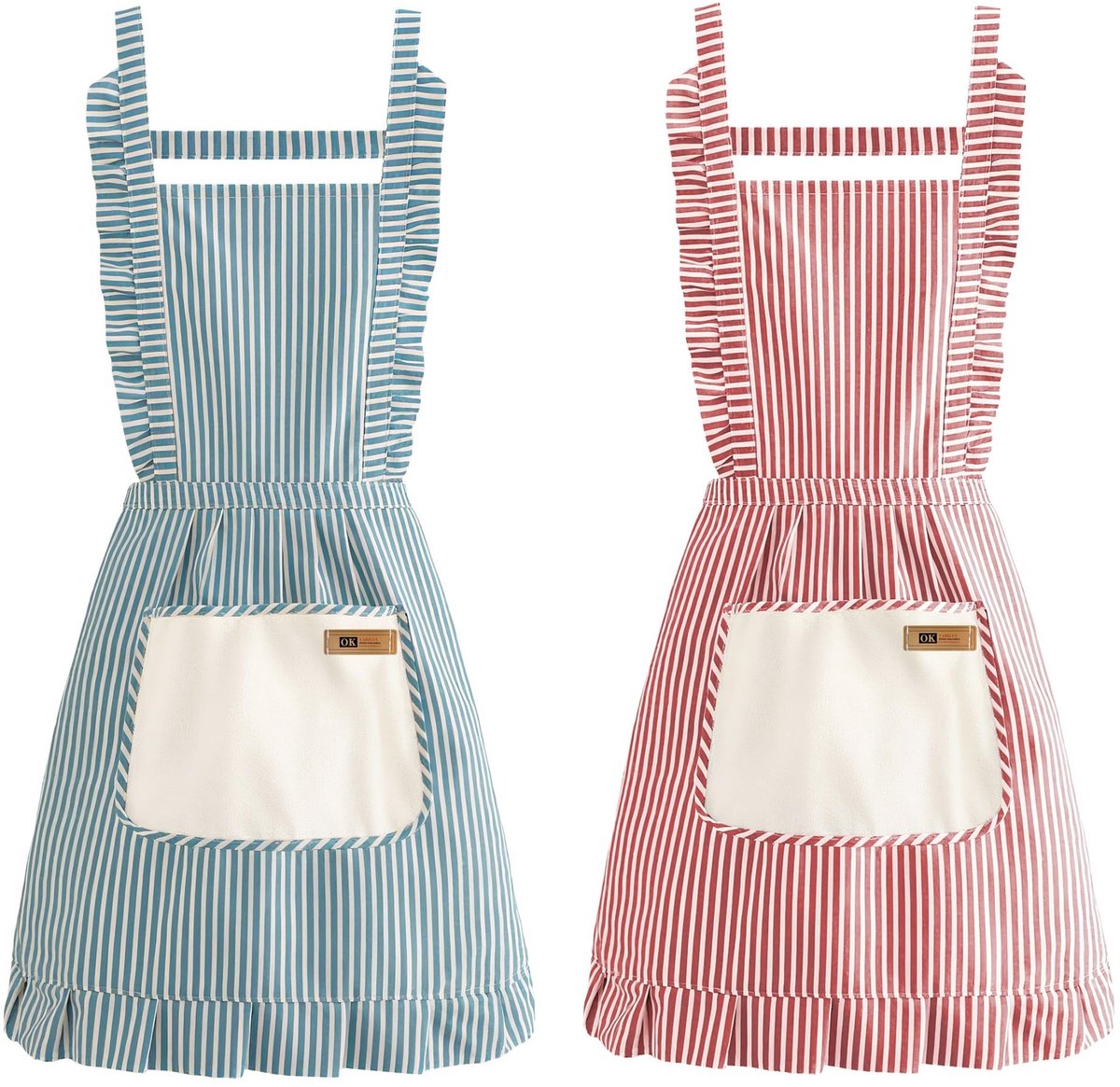 Dailygoods - 2 Stuks Verstelbare Zachte Kookschorten met Zak - Blauw & Roze