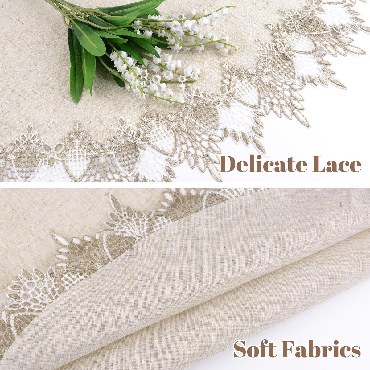 Dailygoods - Beige Linnen Ronde Doily Tafelkleed 90 cm