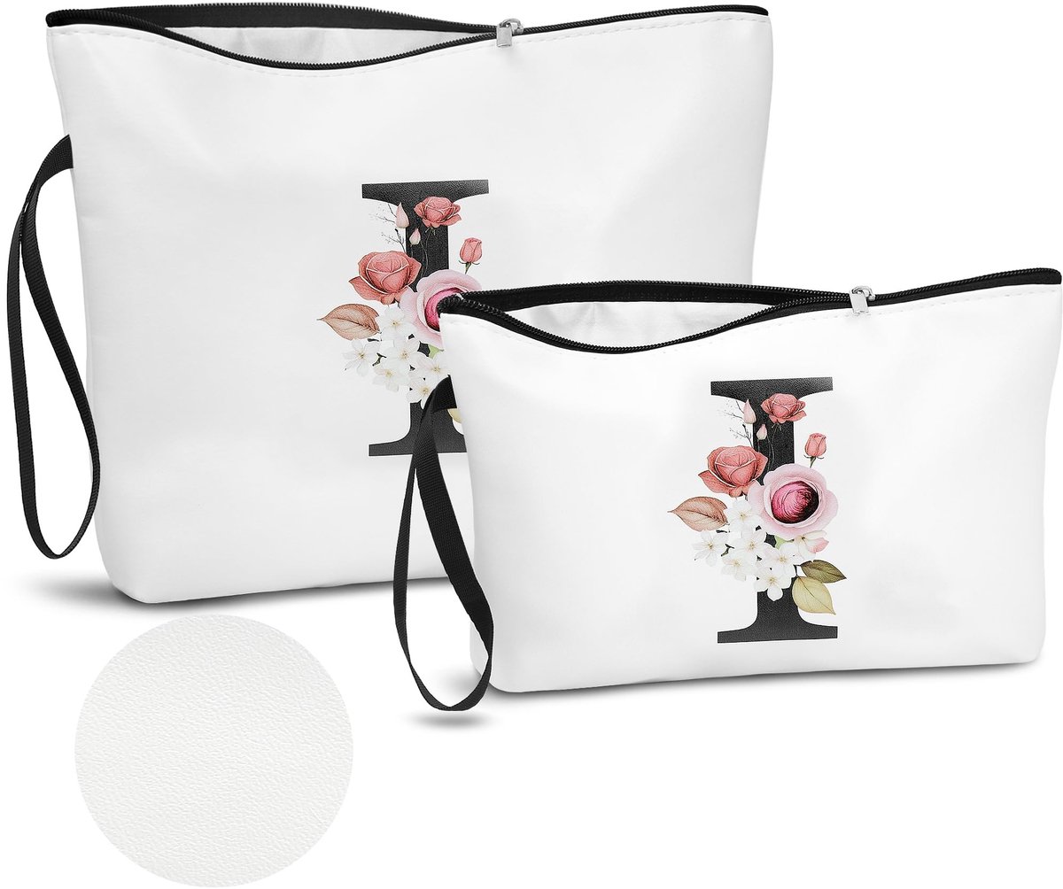 Dailygoods - PU Lederen A-Z Make-uptas Set van 2 met 26 Letters voor Vrouwen