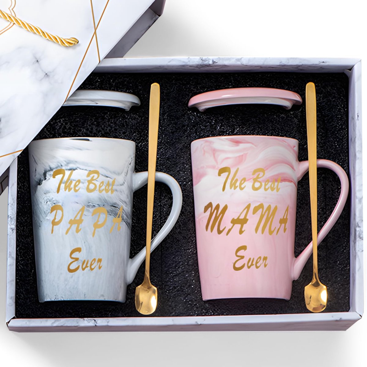 Dailygoods - Keramische Koffiemok: Beste Mama & Beste Papa - Verjaardagscadeau in Luxe Geschenkdoos