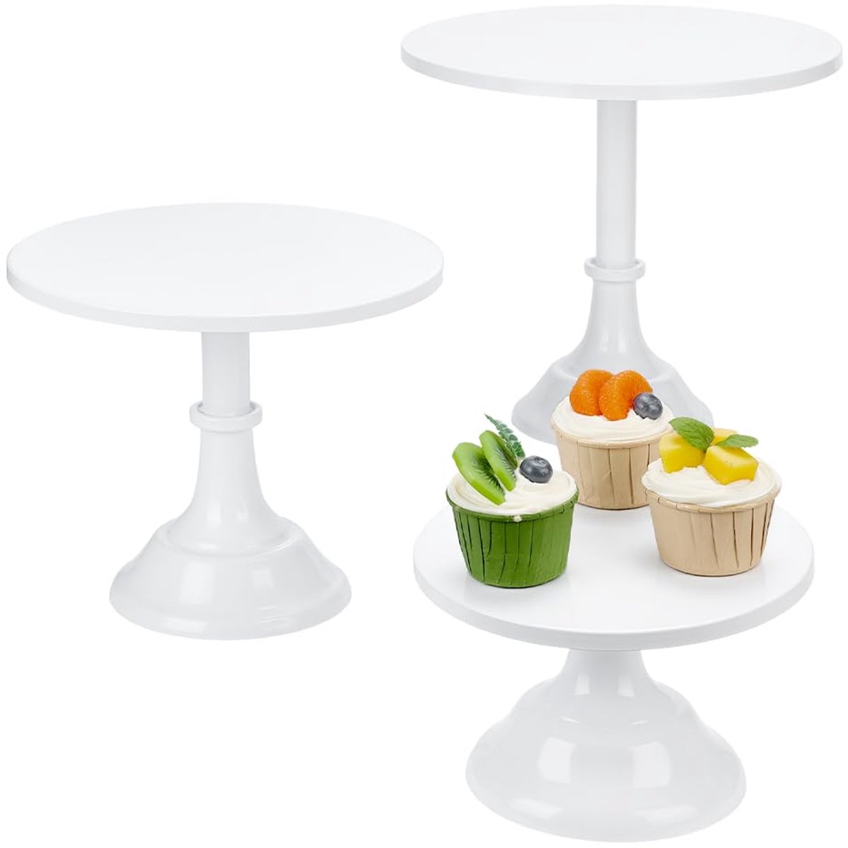Dailygoods - 3-Delige Witte Cake Stands voor Taart en Desserts