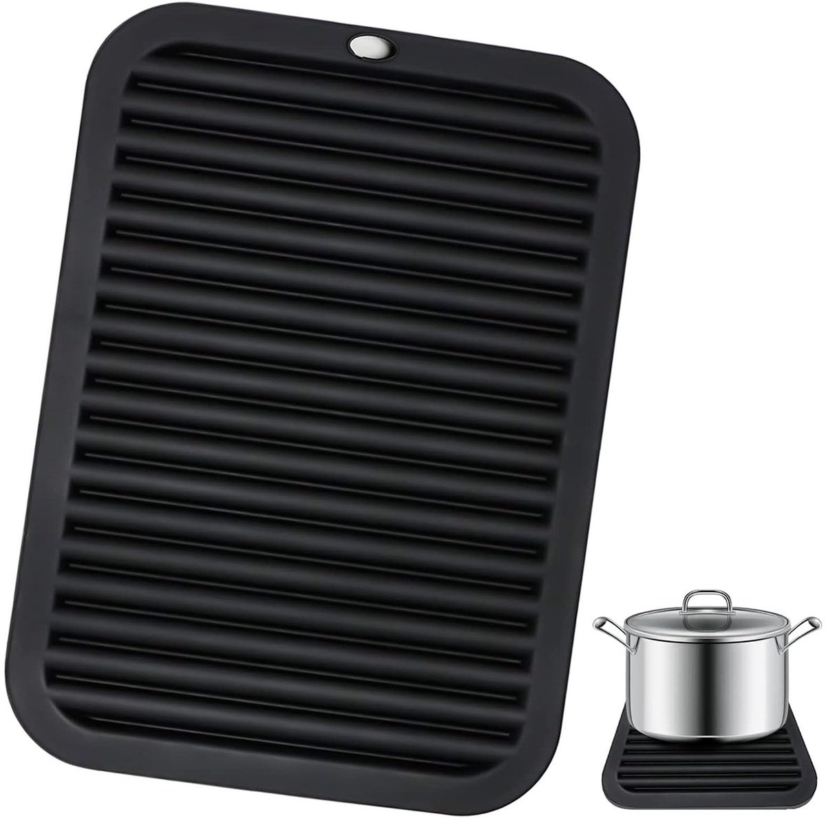 Dailygoods - Silicone Dripping Mat voor Bestek - Zwarte Hittebestendige Mat