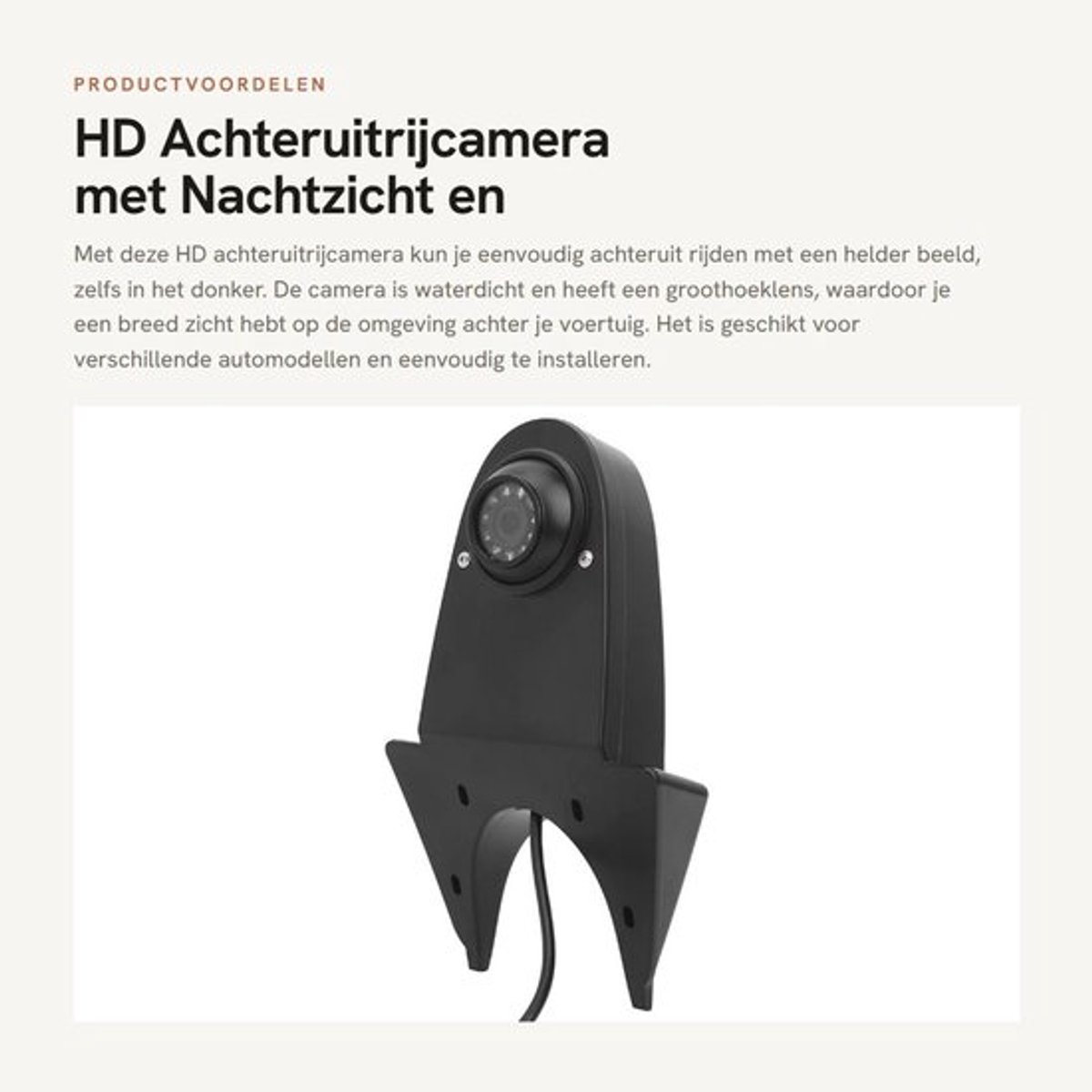Achteruitrijcamera HD - Groothoek IP68 Waterdicht - Nachtzichtfunctie - Eenvoudige installatie - Hoge resolutie 720x540 - Universeel voor automodellen