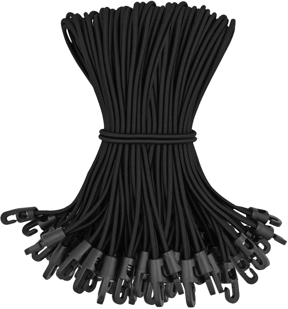 SnelShoppen - Spanrubber met haken 50 stuks, 25 cm expander voor zeilspanning, multifunctionele rubberen spanner voor camping, aanhangerzeil, zwart