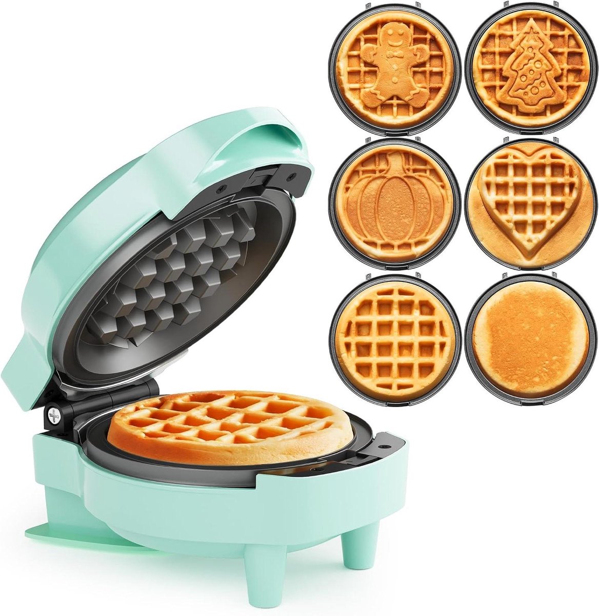 Mini Wafelmaker - Wafelijzer Pannenkoekenmaker - Kleine Snacks Maken - Verwisselbare Platen - 4 inch - Zwart