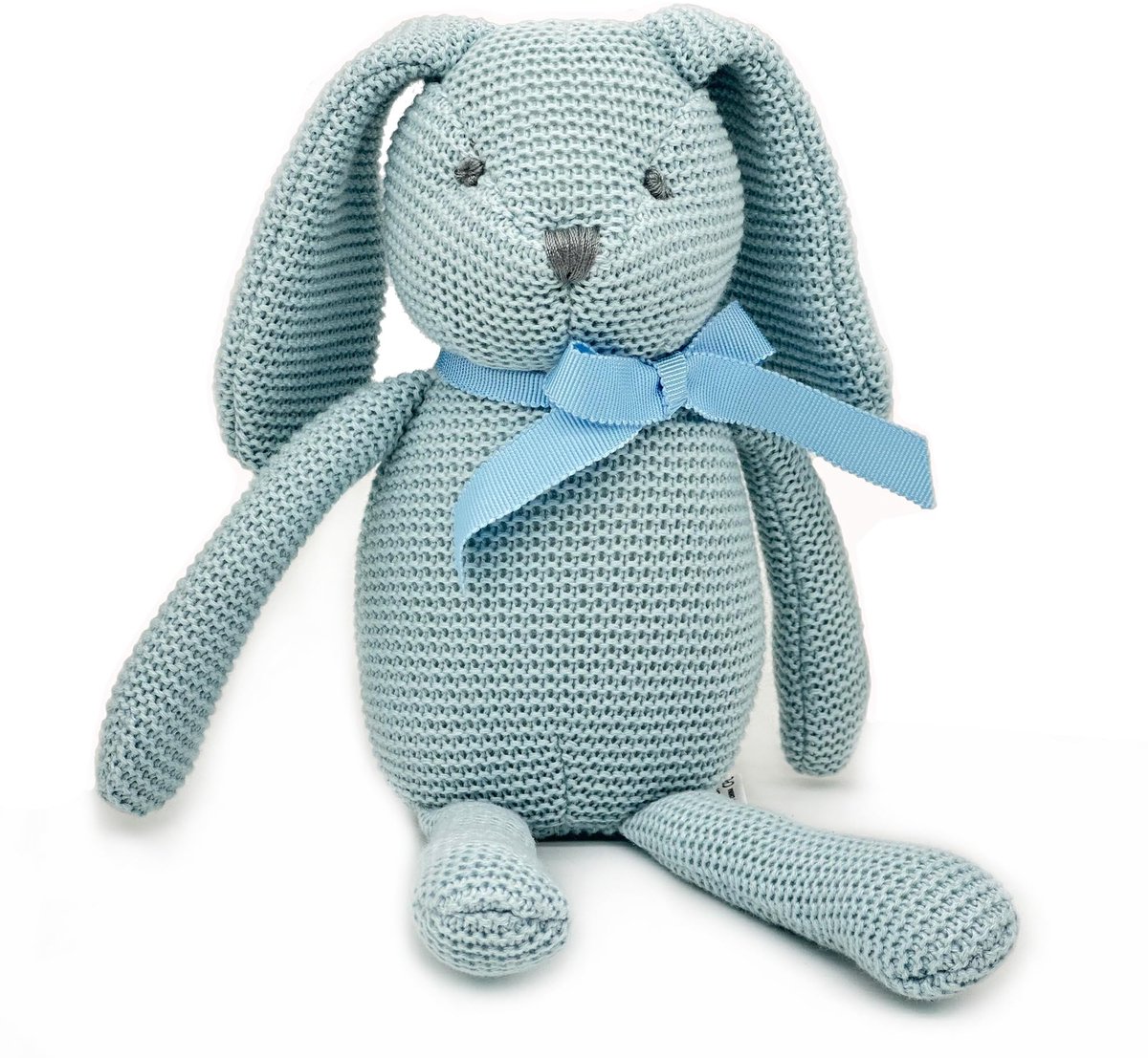SnelShoppen - Zachte Konijn Knuffel 18cm van 100% Biologisch Katoen voor Baby - Blauw Baby Speelgoed, Perfect voor Kinderen en Babyshower